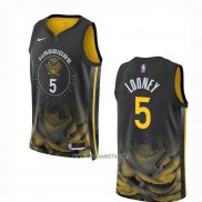 Camiseta Golden State Warriors Kevon Looney NO 5 Ciudad 2022-23 Negro