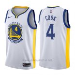 Camiseta Golden State Warriors Quinn Cook NO 4 Association 2017-18 Blanco