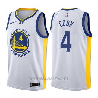 Camiseta Golden State Warriors Quinn Cook NO 4 Association 2017-18 Blanco
