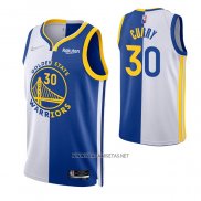 Camiseta Golden State Warriors Stephen Curry NO 30 Split Azul Blanco