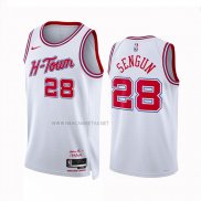 Camiseta Houston Rockets Alalperen Sengun NO 28 Ciudad 2023-24 Blanco