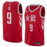 Camiseta Houston Rockets Zhou Qi NO 9 Ciudad 2018 Rojo
