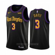 Camiseta Los Angeles Lakers Anthony Davis NO 3 Ciudad 2019-20 Negro