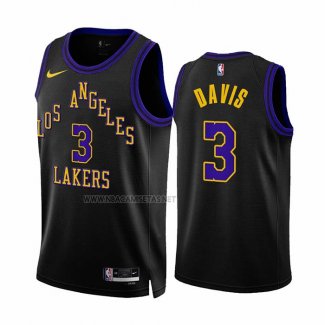 Camiseta Los Angeles Lakers Anthony Davis NO 3 Ciudad 2023-24 Negro