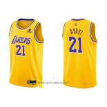 Camiseta Los Angeles Lakers Joel Ayayi NO 21 75th Anniversary 2021-22 Amarillo