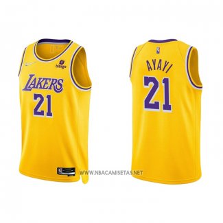 Camiseta Los Angeles Lakers Joel Ayayi NO 21 75th Anniversary 2021-22 Amarillo