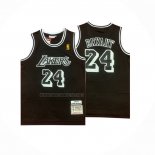Camiseta Los Angeles Lakers Kobe Bryant NO 24 Mitchell & Ness 2007-08 Negro Blanco