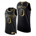 Camiseta Los Angeles Lakers Kobe Bryant NO 8 Gold Black Mamba Negro Oro