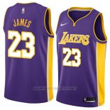 Camiseta Los Angeles Lakers Lebron James NO 23 Statement 2017-18 Violeta