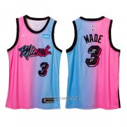 Camiseta Miami Heat Dwyane Wade NO 3 Ciudad 2020-21 Azul Rosa