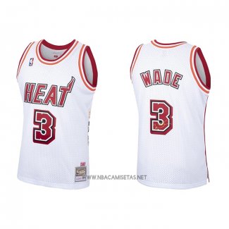 Camiseta Miami Heat Dwyane Wade NO 3 Hardwood Classics Blanco