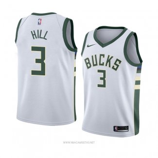 Camiseta Milwaukee Bucks George Hill NO 3 Association 2018 Blanco