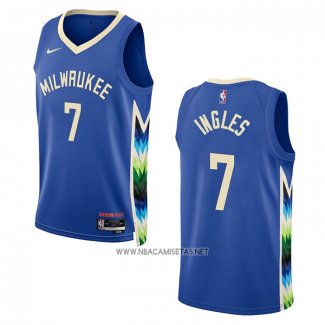 Camiseta Milwaukee Bucks Joe Ingles NO 7 Ciudad 2022-23 Azul