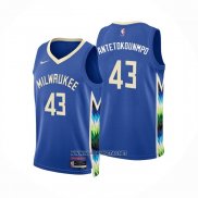 Camiseta Milwaukee Bucks Thanasis Antetokounmpo NO 43 Ciudad 2022-23 Azul