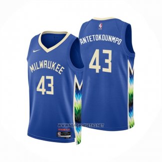 Camiseta Milwaukee Bucks Thanasis Antetokounmpo NO 43 Ciudad 2022-23 Azul