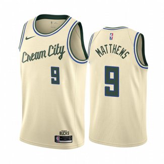 Camiseta Milwaukee Bucks Wesley Matthews NO 9 Ciudad Crema