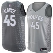 Camiseta Minnesota Timberwolves Cole Aldrich NO 45 Ciudad 2018 Gris