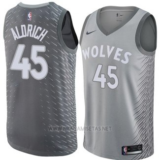 Camiseta Minnesota Timberwolves Cole Aldrich NO 45 Ciudad 2018 Gris