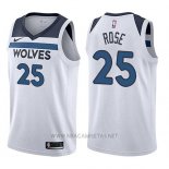 Camiseta Minnesota Timberwolves Derrick Rose NO 25 Association 2017-18 Blanco