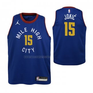 Camiseta Nino Denver Nuggets Nikola Jokic NO 15 Statement Azul