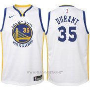 Camiseta Nino Golden State Warriors Kevin Durant NO 35 2017-18 Blanco