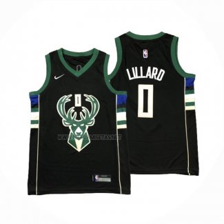 Camiseta Nino Milwaukee Bucks Damian Lillard NO 0 Statement 2018-19 Negro