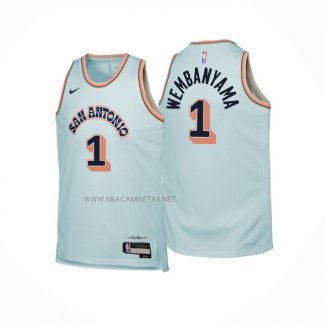 Camiseta Nino San Antonio Spurs Victor Wembanyama NO 1 Ciudad 2024-25 Verde
