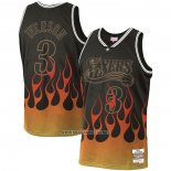 Camiseta Philadelphia 76ers Allen Iverson Flames NO 3 Negro