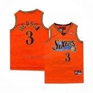 Camiseta Philadelphia 76ers Allen Iverson NO 3 Retro Naranja