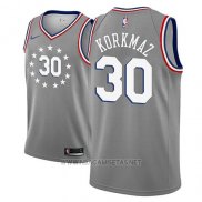 Camiseta Philadelphia 76ers Furkan Korkmaz NO 30 Ciudad 2018-19 Gris