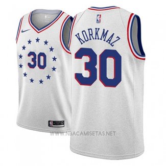 Camiseta Philadelphia 76ers Furkan Korkmaz NO 30 Earned 2018-19 Gris