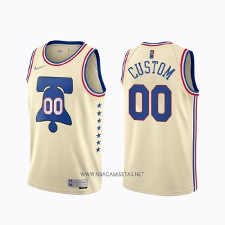 Camiseta Philadelphia 76ers Personalizada Earned 2020-21 Crema