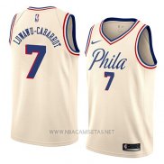 Camiseta Philadelphia 76ers Timothe Luwawu-Cabarrot NO 7 Ciudad 2018 Crema