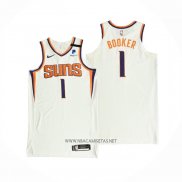 Camiseta Phoenix Suns Devin Booker NO 1 Association Autentico 2021 Blanco