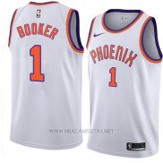 Camiseta Phoenix Suns Devin Booker NO 1 Hardwood Classic 2018 Blanco