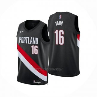 Camiseta Portland Trail Blazers Hansen Yang NO 16 Icon 2025-26 Negro