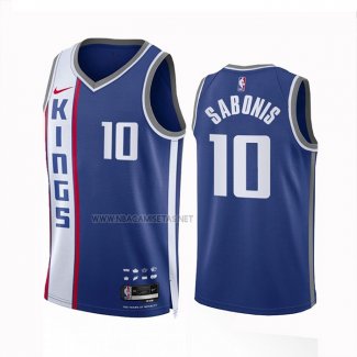 Camiseta Sacramento Kings Domantas Saboni NO 10 Ciudad 2023 24 Azul