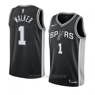 Camiseta San Antonio Spurs Lonnie Walker NO 1 Icon 2018 Negro