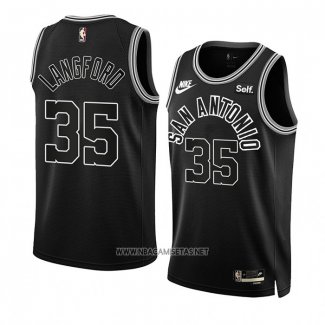 Camiseta San Antonio Spurs Romeo Langford NO 35 Classic 2022-23 Negro