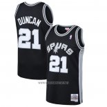 Camiseta San Antonio Spurs Tim Duncan NO 21 Mitchell & Ness 1998-99 Negro2