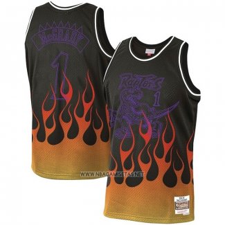 Camiseta Toronto Raptors Tracy Mcgrady Flames NO 1 Negro