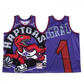 Camiseta Toronto Raptors Tracy Mcgrady NO 1 Mitchell & Ness Big Face Violeta