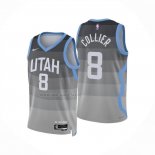 Camiseta Utah Jazz Isaiah Collier NO 8 Ciudad 2025-26 Gris