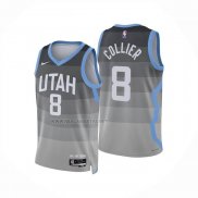 Camiseta Utah Jazz Isaiah Collier NO 8 Ciudad 2025-26 Gris