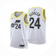 Camiseta Utah Jazz Walker Kessler NO 24 Association 2024-25 Blanco