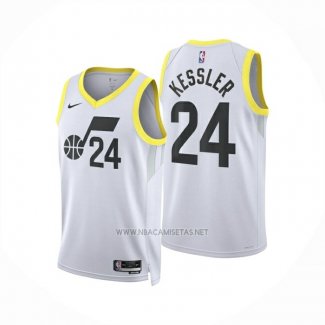 Camiseta Utah Jazz Walker Kessler NO 24 Association 2024-25 Blanco