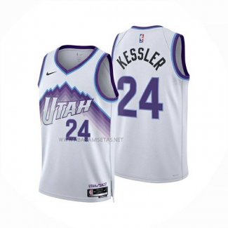 Camiseta Utah Jazz Walker Kessler NO 24 Association 2025-26 Blanco