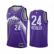 Camiseta Utah Jazz Walker Kessler NO 24 Ciudad 2023-24 Violeta