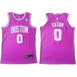 Camiseta Boston Celtics Jayson Tatum NO 0 Autentico Rosa