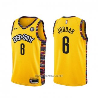 Camiseta Brooklyn Nets Deandre Jordan NO 6 Ciudad 2020-21 Amarillo